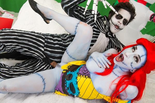 15P Cosplay girl Joanna Angel getting cum on big tits after doggystyle fuck