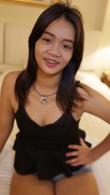 17P Cute Thai girl in braces and flip flops lounges about in her shorts and blouse