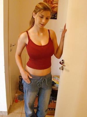16P Teen solo girl Kathy revealing huge all natural tits for self shots