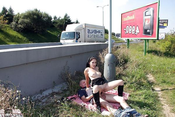 16P Slutty teen girl Hana sucks and fucks an elder man's cock outdoor