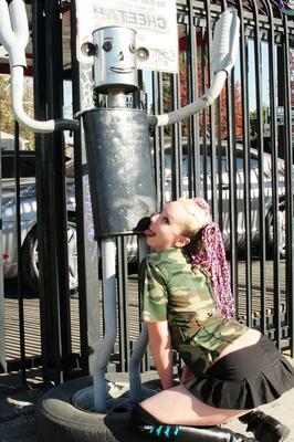 16P Alt girl Zoe Matthews masturbates during no panty upskirt action in public