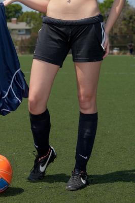 11P Teen footballer Bailey Rayne flashing her nip and undies on a football pitch