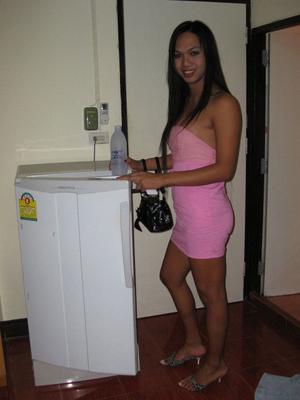 17P Pretty Asian shemale Paula lifts mini skirt to reveal her tranny cock & cum