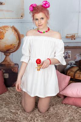 20P Adorable teen Sally highlights her virgin pussy while sporting puffballs