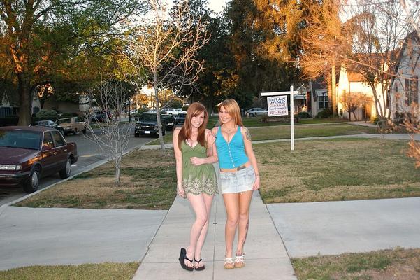 17P Sassy sweetie Scarlett Pain & Nikki Rhodes flash their medium tits hotly