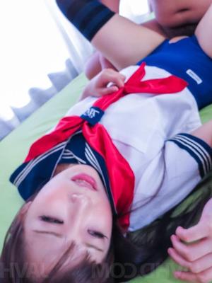 15P Yuri Sakurai licks dong and is pumped through crotchless uniform