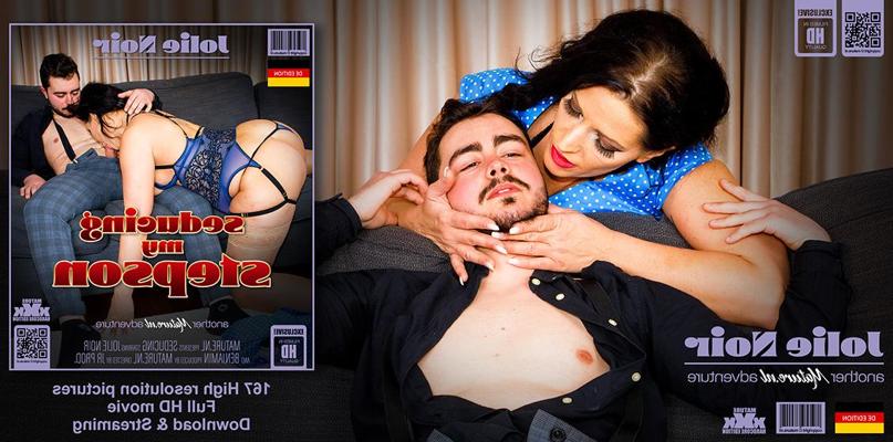 11P Mature brunette Jolie Noir seduces a young man before they have sex
