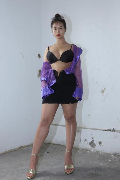 20P Glamorous Asian babe Rosy strips and shows her big natural tits