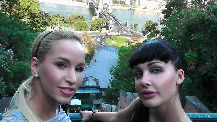 10P Sexy pornstars Aletta Ocean and Aleska Diamond having icrecream in public