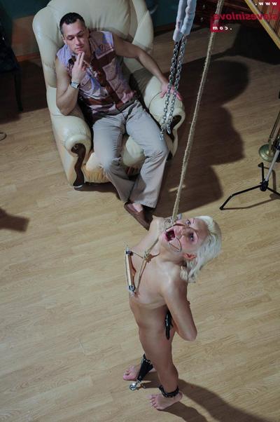 14P Blonde slave endures being punished before being fucked and suspended