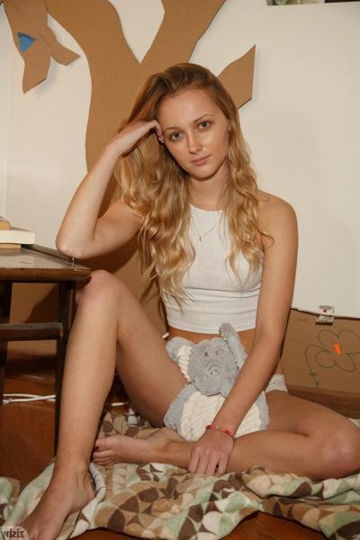 11P Petite teen Shiloh Wilhelm poses non nude in sexy panties in her home office