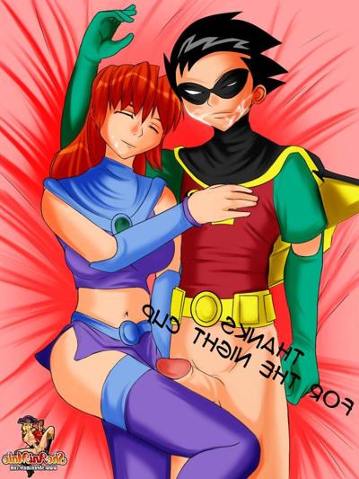 12P Cartoon redhead shemale bangs horny Robin and rides his dong on a bed