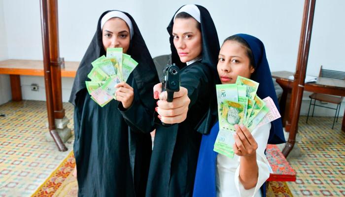 15P Horny Latina nuns with guns fuck cartel boss for money to run their church