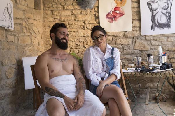 20P European pornstars posing & sunbathing naked in a behind-the-scenes shoot