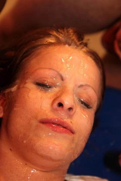 12P Redheaded MILF Kalyee receives facial cumshots during a gangbang