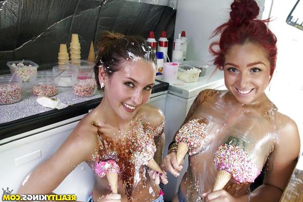 16P Latina lesbians Dylan Daniels and Stacey Levine having food sex