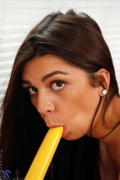 20P Busty teen babe Olivia Lua pounding her pierced pussy with a nice toy