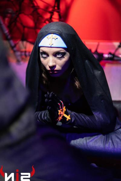 12P Horny nun in stockings gets fucked from behind by an evil tattooed dude