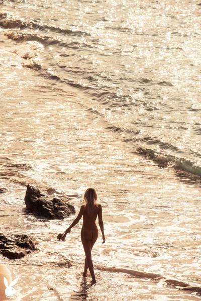 20P Pretty petite babe Alberte Valentine shows her perfect tits at the beach