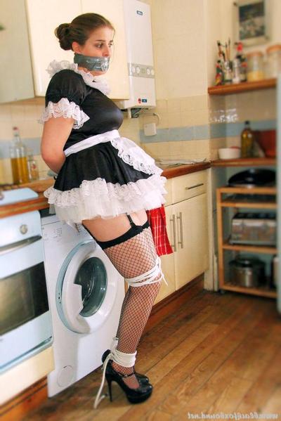 16P Two French maids are tied up with rope and silenced with gags