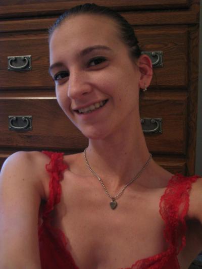 20P Sexy amateur shows her amazing tits and her shaved pussy in red lingerie