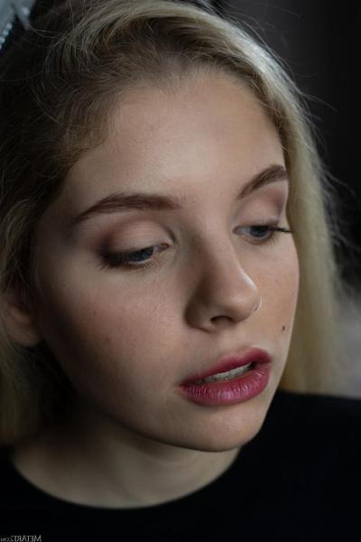 20P Beautiful blonde Mila Amour undresses and shows off her big booty & boobs