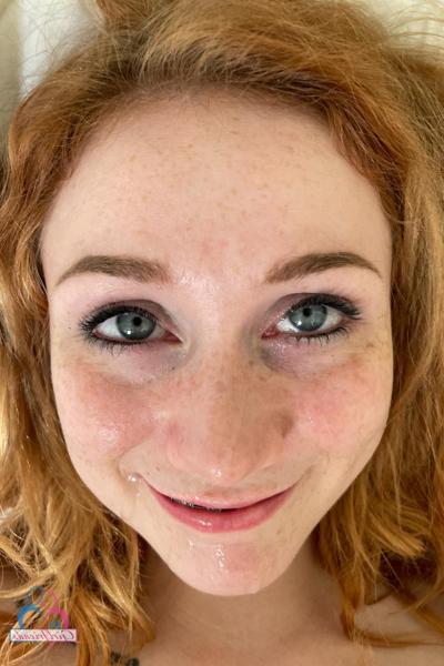 20P Skinny redhead Scarlet Skies shows her yummy pussy & her tight anal love hole