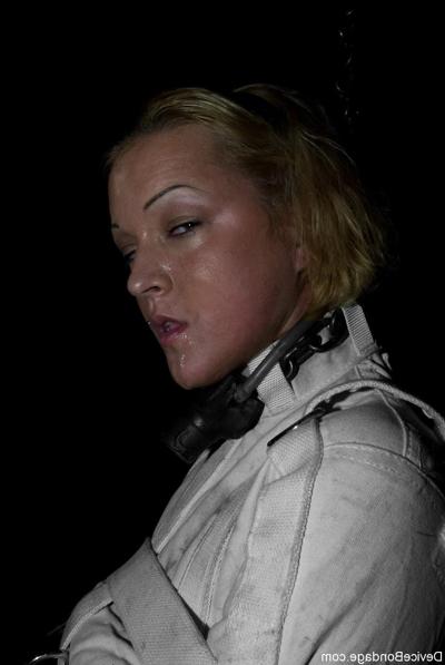 17P Blonde female Sara Faye is made to ride a Sybian in a straitjacket