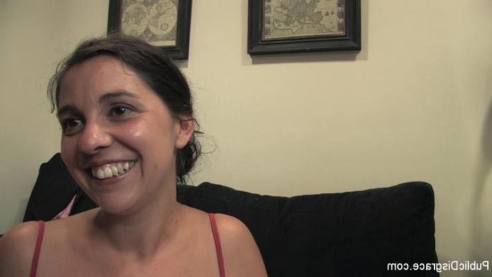 12P Brunette girl is led thru city streets in the nude before public fucking