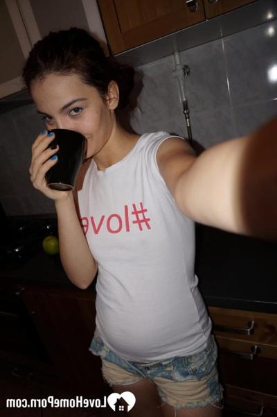11P Brunette amateur takes some nudes showing her medium natural tits