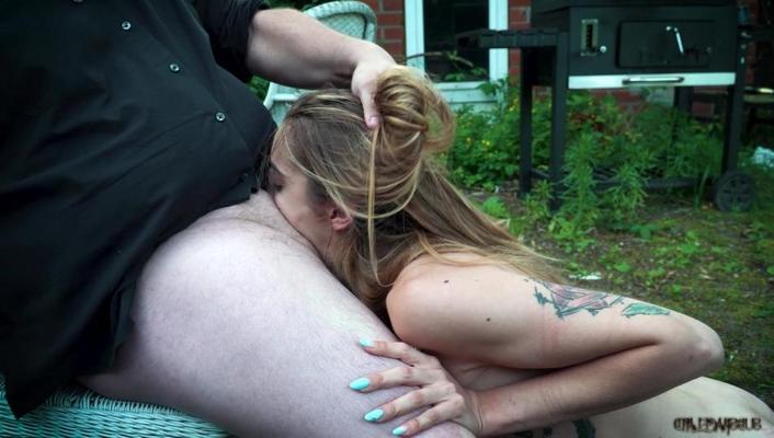 16P Young white girl is face fucked after being suspended from a forklift