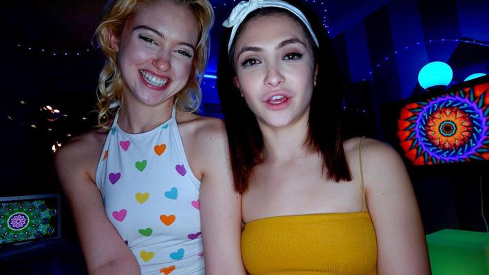15P Naughty teens Chloe Cherry & Jane Wilde swap cum in a POV threesome