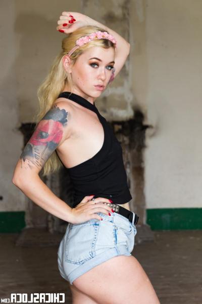 17P Tattooed young blonde stunner Misha Cross bangs big cock in abandoned building