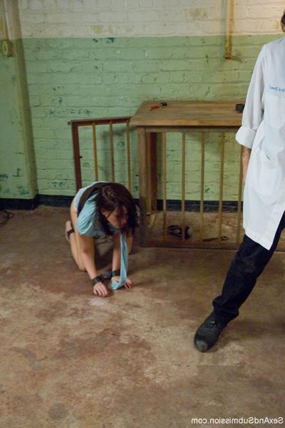 20P Brunette Sindee Jennings gets caged and brutally fucked by master James Deen
