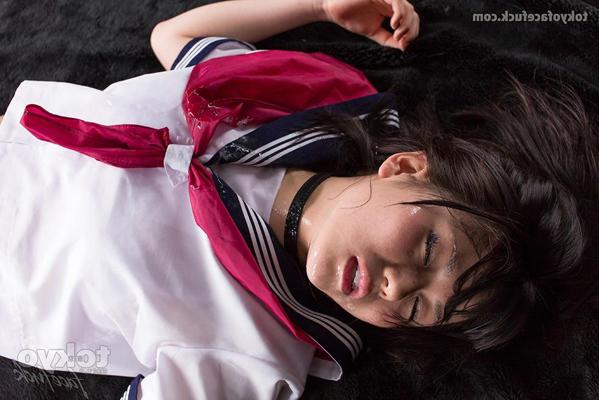 16P Petite Japanese schoolgirl masturbates after being mouth fucked