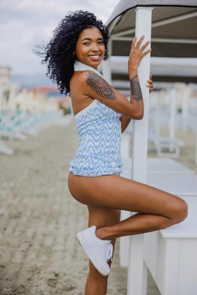 20P Curly-haired Latina Barbie flashes her pussy in her public compilation