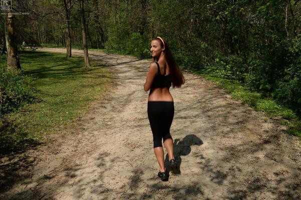 16P Petite Hungarian brunette Amirah Adara shows her booty outdoors