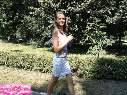 10P Nice young girl stops in for a bottle of soda while wearing a tight skirt