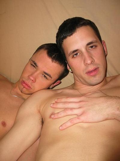 20P Brunette twinks C.J and Nate L French kiss before having oral and anal sex