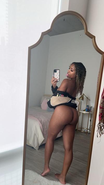 17P Curly haired ebony hottie Sky Alexxxis teases with her big ass & natural tits