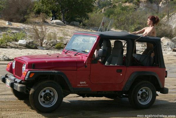 12P Sexy MILF with amazing breasts Sasha Monet gets tied naked to a Jeep