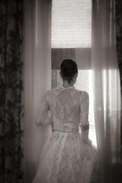 20P Sexy skinny babe bares her tiny tits while teasing in her wedding dress
