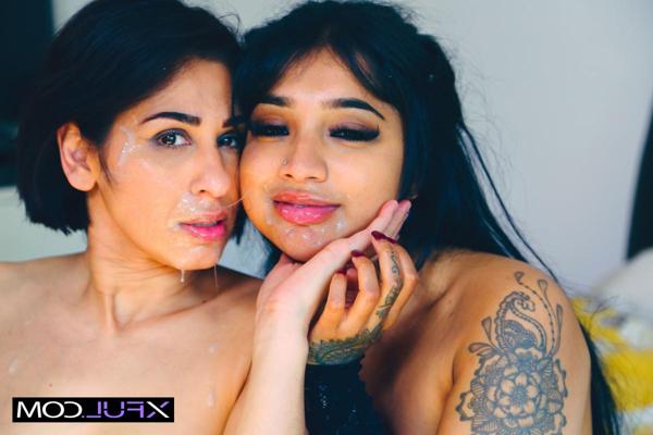 10P Indian girls Sahara Knite & Yasmina Khan have 3some sex with a black man