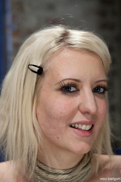 20P Alluring blonde Cherry Torn bound & ball gagged for toying & fingering in BDSM