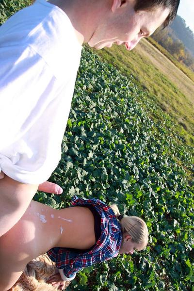 16P Blonde girl and her boyfriend have sex in a crop field away from prying eyes