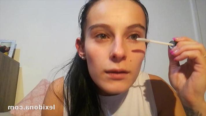 15P Brunette teen Lexi Dona removes her makeup during a non-nude scene
