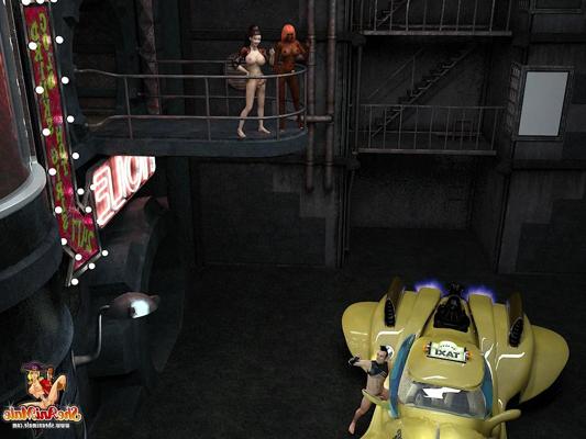 20P Anime transsexual and horny guy bang busty ebony in an empty night club