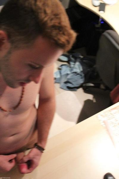 20P Horny gay Timothy Teaser jerks off while watching porn in his office