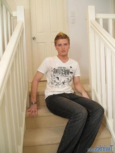 20P Cute twink Bryce H doffs his shirt and undies and touches his cock
