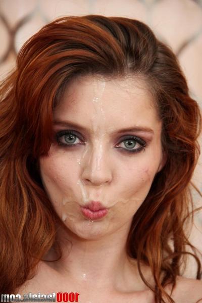 18P Beautiful red-haired witch Jessi Palmer gets her cute face covered with sperm